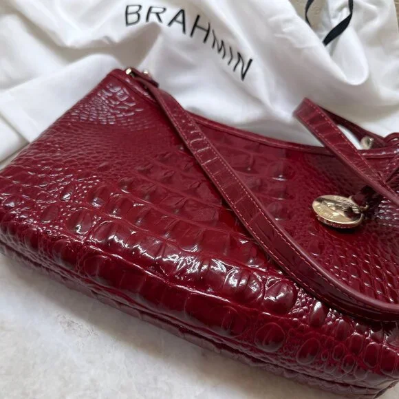 BRAHMIN Anytime Mini Shoulder Bag, Melbourne Leather in Chianti NWT - Picture 3 of 9
